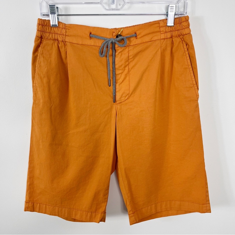 Canali Modern Fit Flat Front Drawstring Shorts Size Large NWT Orange